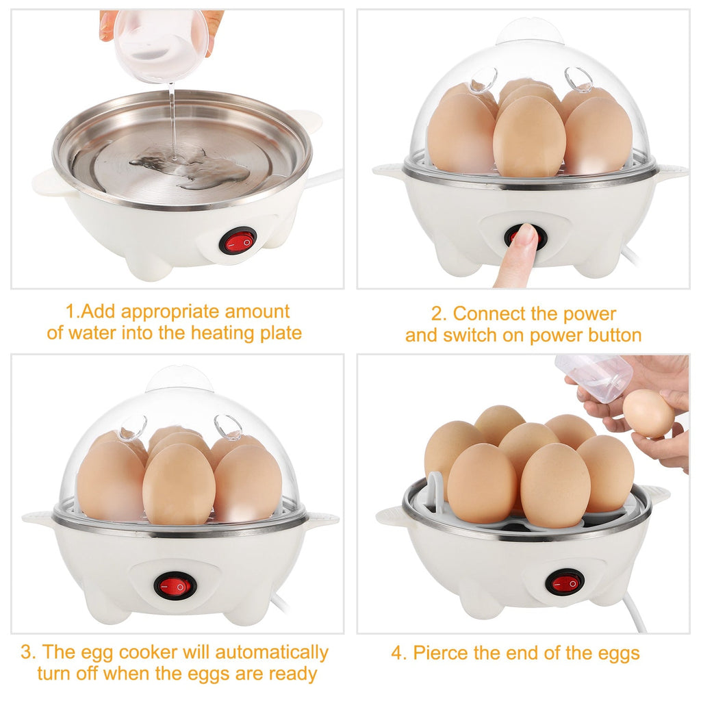 1Pc Electric Egg Cooker 7 - Capacity Hard - Boiled Egg Maker With Auto - Off Measuring Cup For Hard Boiled Steamed Vegetables Seafood Dumplings - Beautybuzz