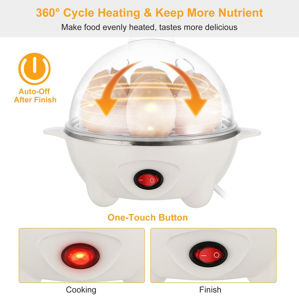1Pc Electric Egg Cooker 7 - Capacity Hard - Boiled Egg Maker With Auto - Off Measuring Cup For Hard Boiled Steamed Vegetables Seafood Dumplings - Beautybuzz