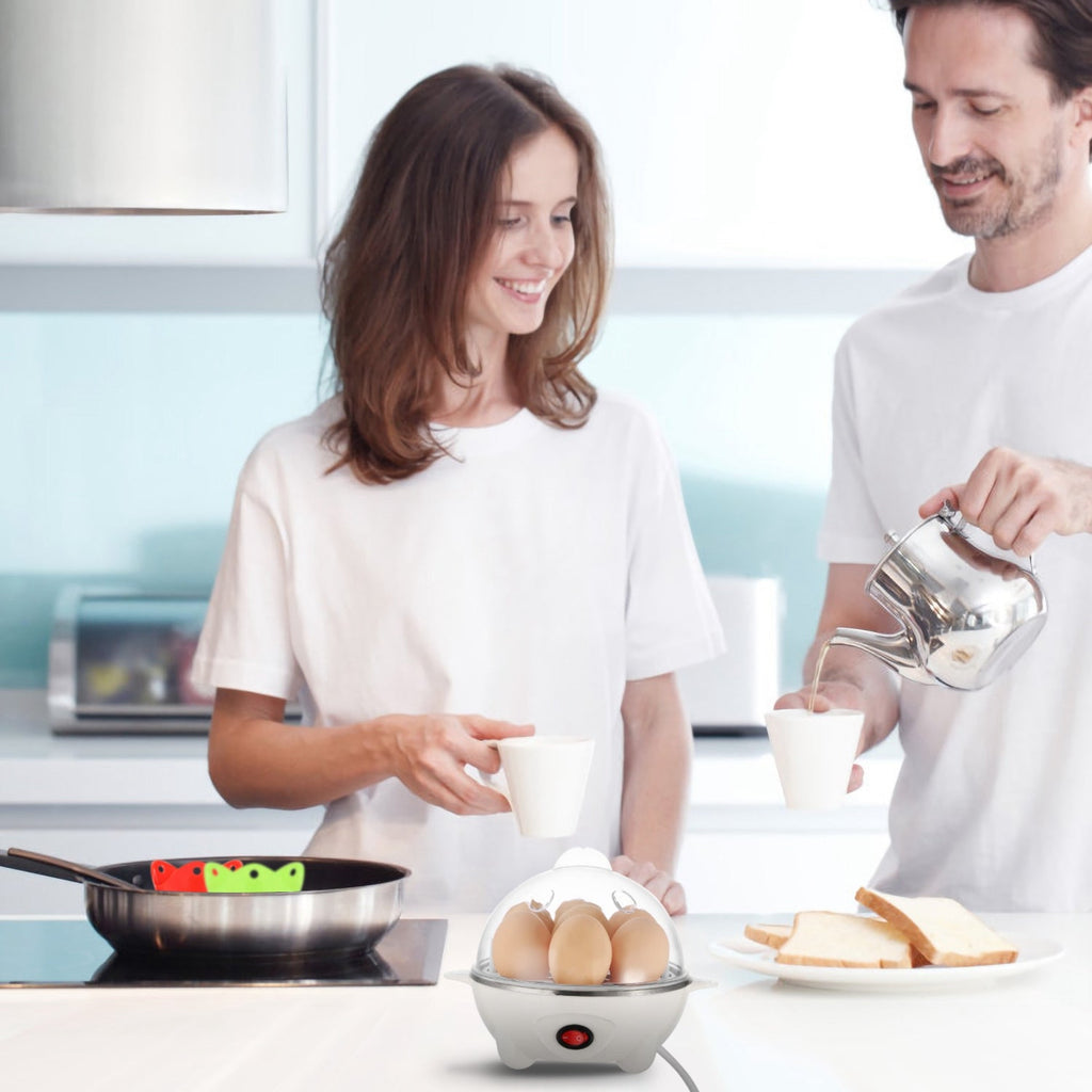 1Pc Electric Egg Cooker 7 - Capacity Hard - Boiled Egg Maker With Auto - Off Measuring Cup For Hard Boiled Steamed Vegetables Seafood Dumplings - Beautybuzz
