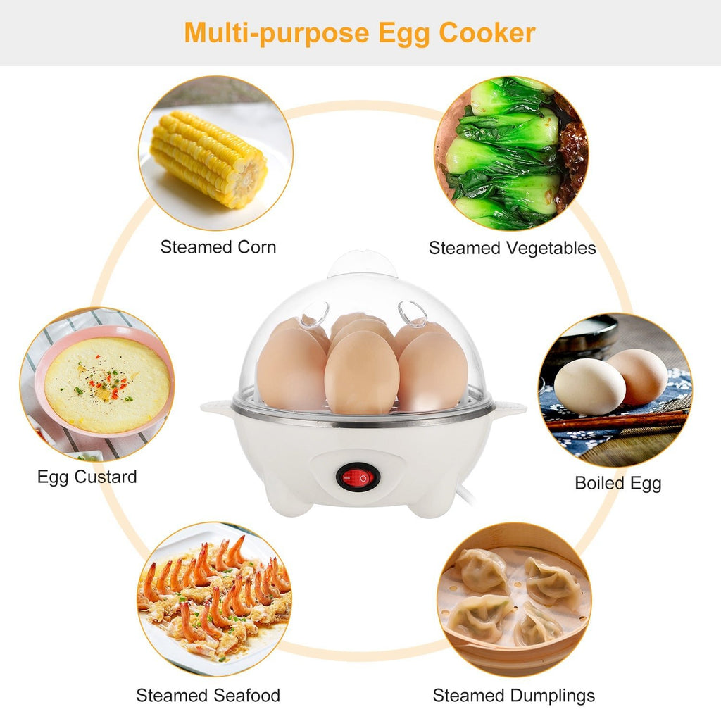 1Pc Electric Egg Cooker 7 - Capacity Hard - Boiled Egg Maker With Auto - Off Measuring Cup For Hard Boiled Steamed Vegetables Seafood Dumplings - Beautybuzz