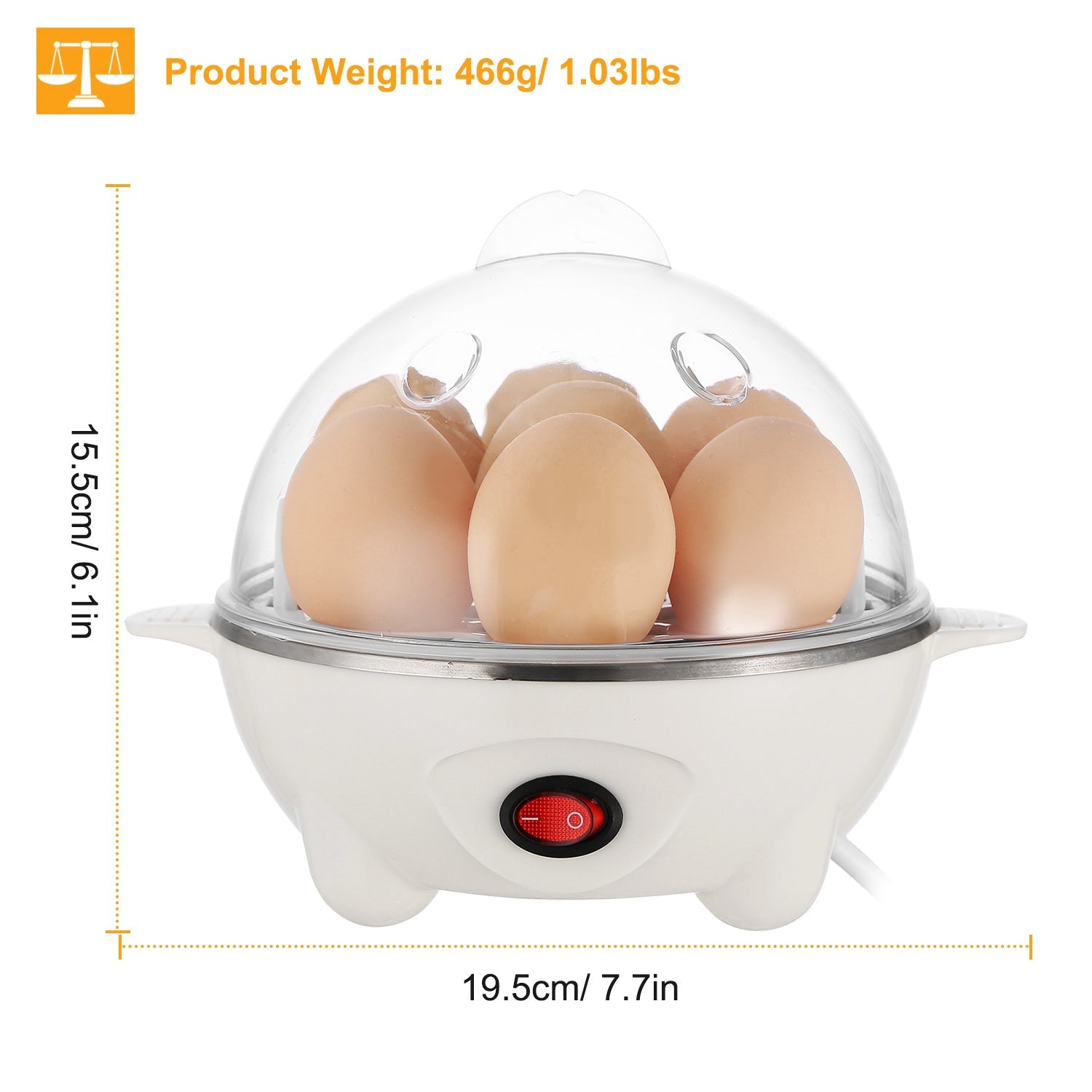 1Pc Electric Egg Cooker 7 - Capacity Hard - Boiled Egg Maker With Auto - Off Measuring Cup For Hard Boiled Steamed Vegetables Seafood Dumplings - Beautybuzz