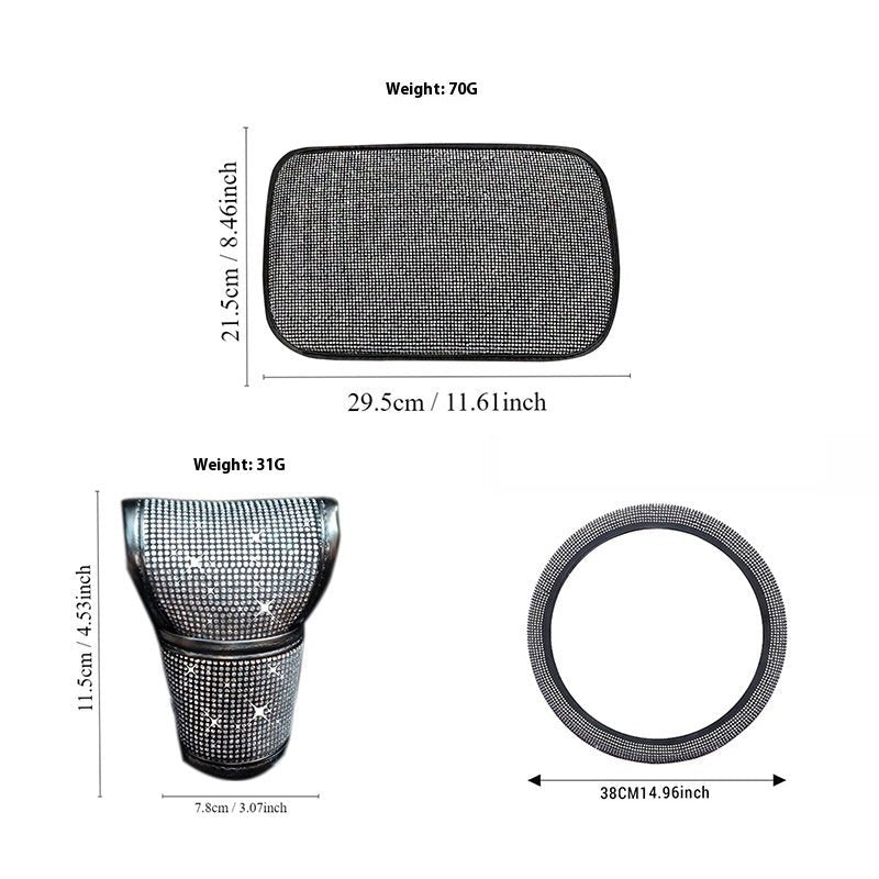Car Steering Wheel Cover Gear Cover Armrest Box Mat Car Interior Design Suit - Beautybuzz
