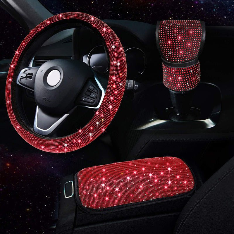 Car Steering Wheel Cover Gear Cover Armrest Box Mat Car Interior Design Suit - Beautybuzz