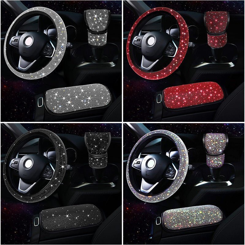 Car Steering Wheel Cover Gear Cover Armrest Box Mat Car Interior Design Suit - Beautybuzz