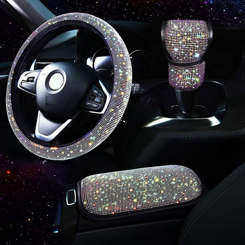 Car Steering Wheel Cover Gear Cover Armrest Box Mat Car Interior Design Suit - Beautybuzz