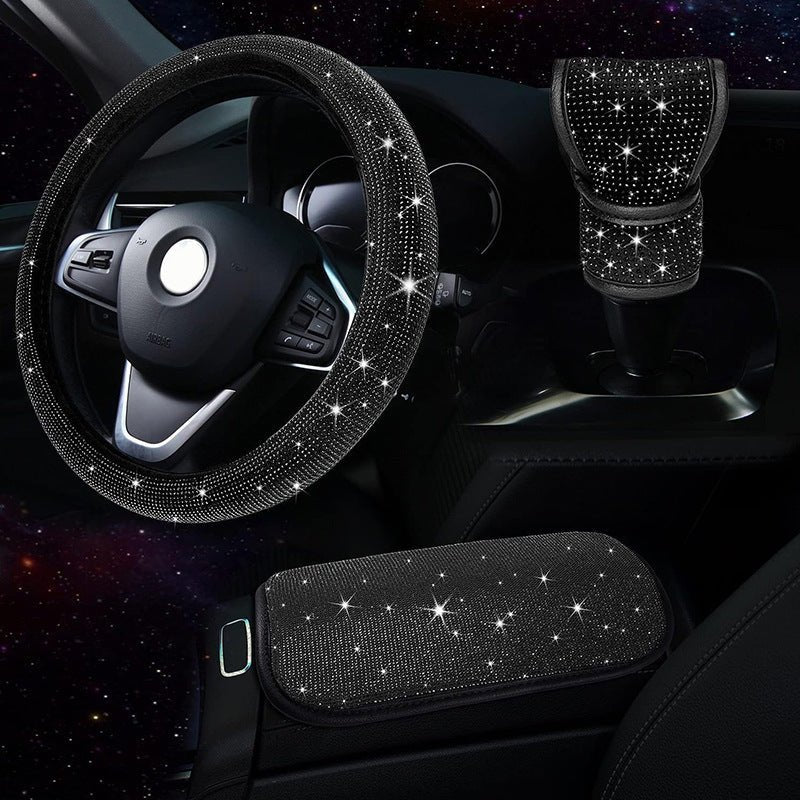 Car Steering Wheel Cover Gear Cover Armrest Box Mat Car Interior Design Suit - Beautybuzz