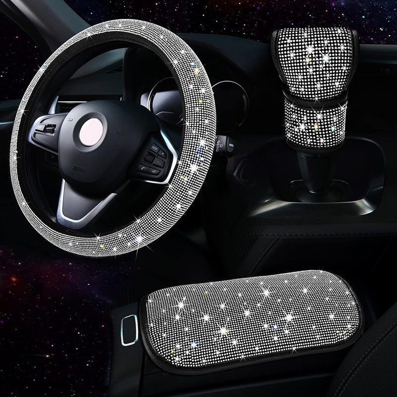 Car Steering Wheel Cover Gear Cover Armrest Box Mat Car Interior Design Suit - Beautybuzz