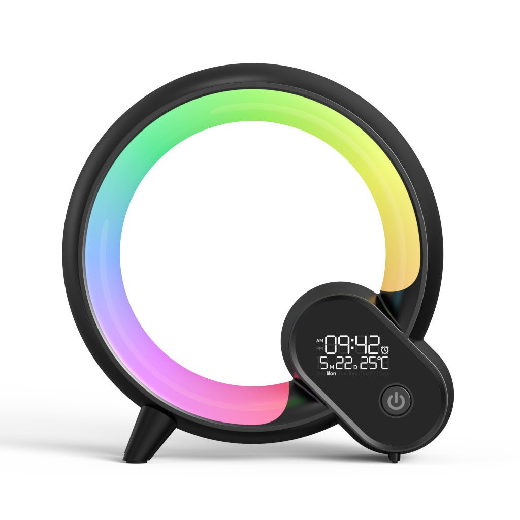 Creative Q Light Analog Sunrise Digital Display Alarm Clock Bluetooth Audio Intelligent Wake - up Q Colorful Atmosphere Light - Beautybuzz'