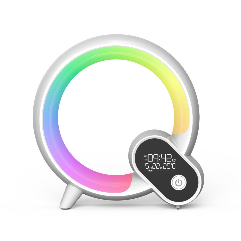 Creative Q Light Analog Sunrise Digital Display Alarm Clock Bluetooth Audio Intelligent Wake - up Q Colorful Atmosphere Light - Beautybuzz'