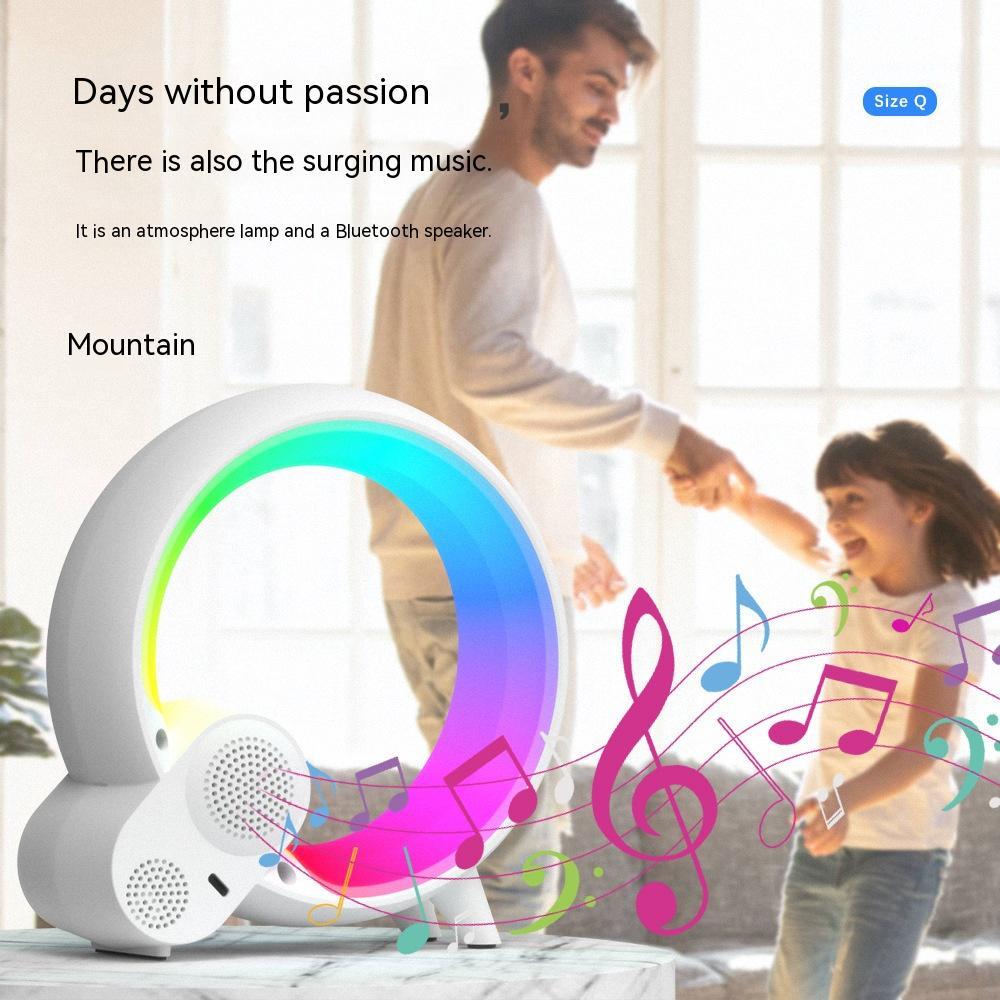Creative Q Light Analog Sunrise Digital Display Alarm Clock Bluetooth Audio Intelligent Wake - up Q Colorful Atmosphere Light - Beautybuzz'