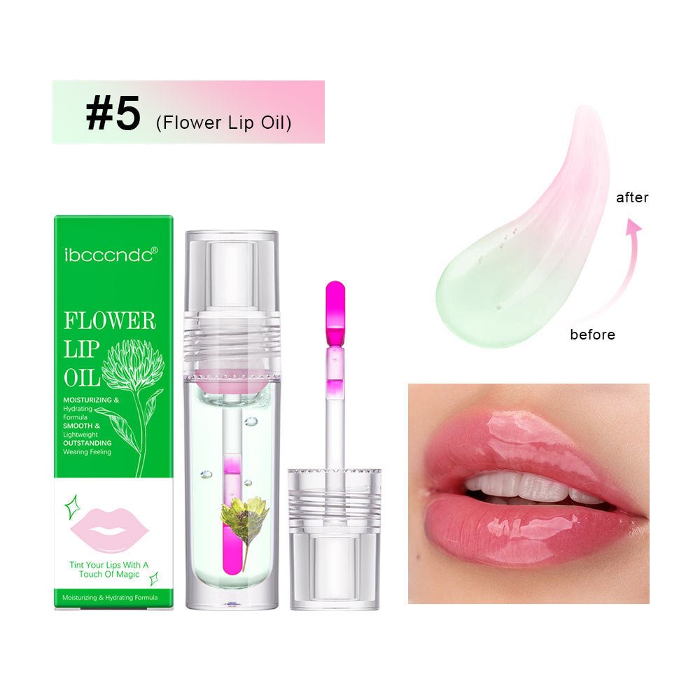 Flower Color Changing Lip Oil Moisturizing Jelly Lipgloss Clear Temperature Change Liquid Lipstick Reduce Lip Line Make Up - Beautybuzz'