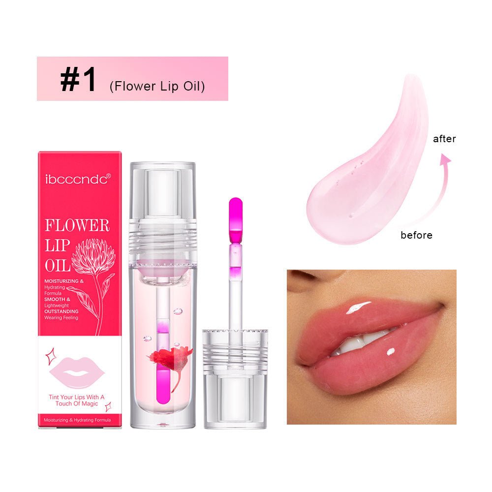 Flower Color Changing Lip Oil Moisturizing Jelly Lipgloss Clear Temperature Change Liquid Lipstick Reduce Lip Line Make Up - Beautybuzz'