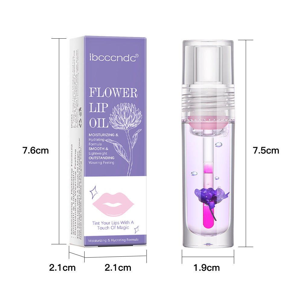 Flower Color Changing Lip Oil Moisturizing Jelly Lipgloss Clear Temperature Change Liquid Lipstick Reduce Lip Line Make Up - Beautybuzz'