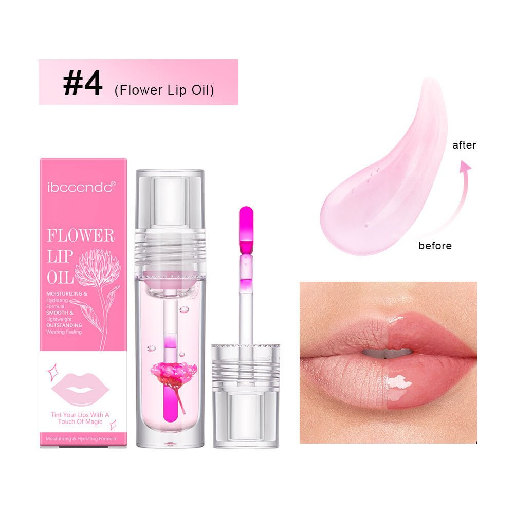Flower Color Changing Lip Oil Moisturizing Jelly Lipgloss Clear Temperature Change Liquid Lipstick Reduce Lip Line Make Up - Beautybuzz'