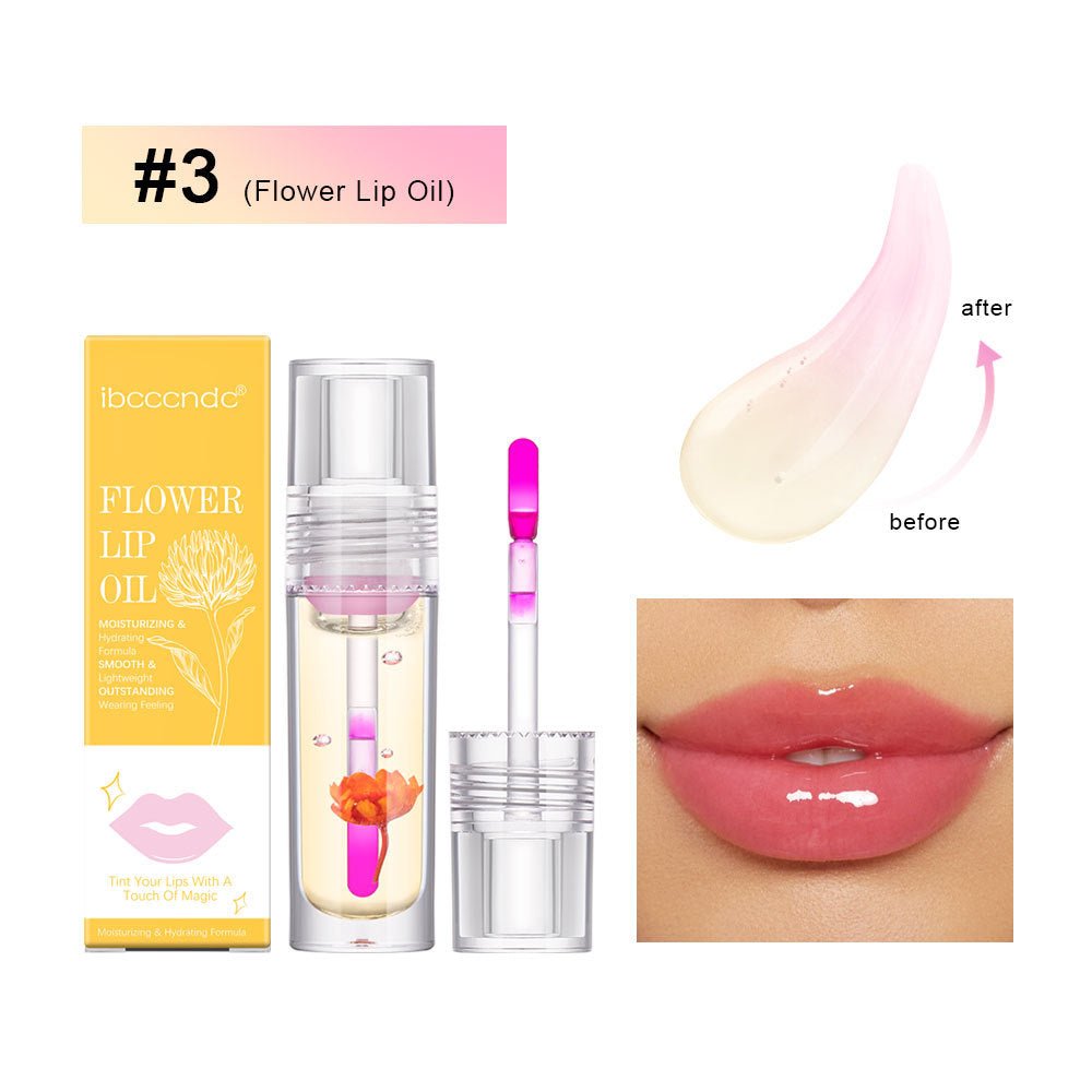 Flower Color Changing Lip Oil Moisturizing Jelly Lipgloss Clear Temperature Change Liquid Lipstick Reduce Lip Line Make Up - Beautybuzz'