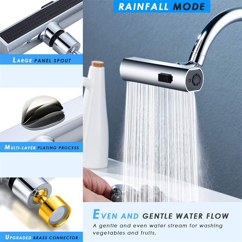 Kitchen Faucet Waterfall Outlet Splash Proof Universal Rotating Bubbler Multifunctional Water Nozzle Extension Kitchen Gadgets - Beautybuzz'