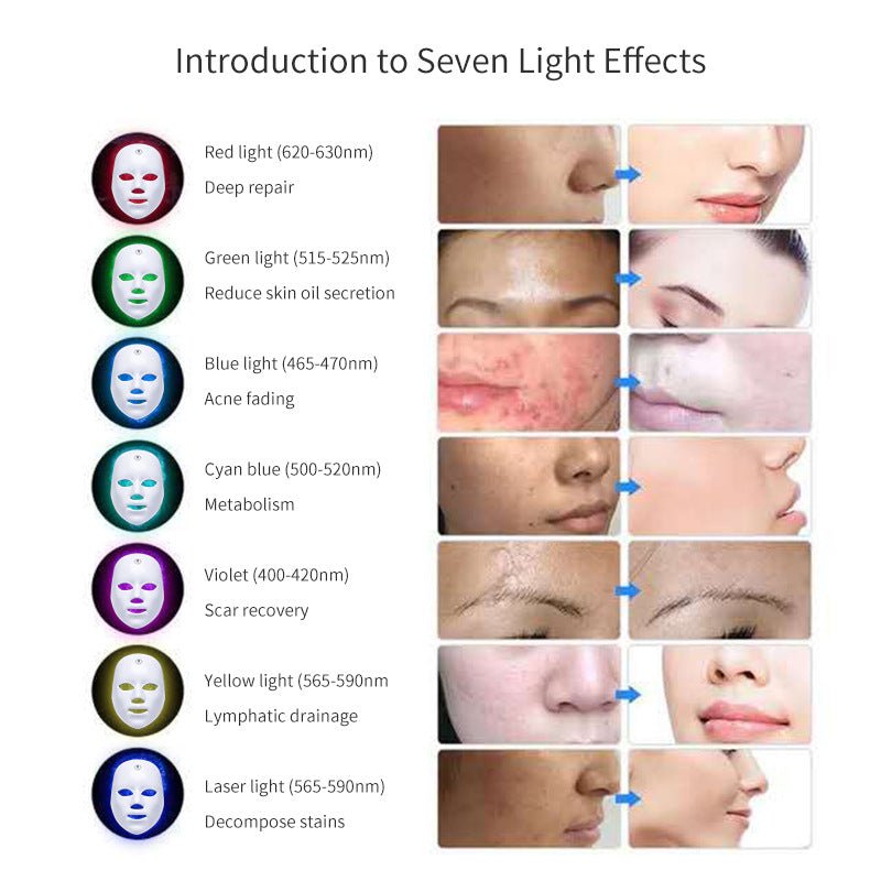 LED Rechargeable Face Mask Acne And Freckles Led Color Light Mask - Beautybuzz'
