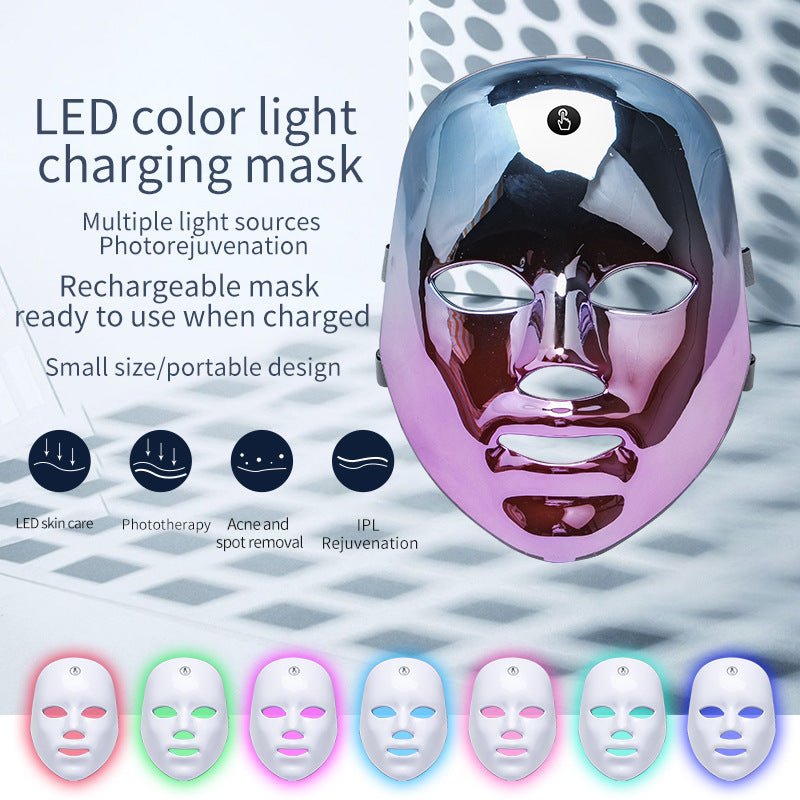 LED Rechargeable Face Mask Acne And Freckles Led Color Light Mask - Beautybuzz'