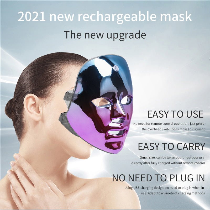 LED Rechargeable Face Mask Acne And Freckles Led Color Light Mask - Beautybuzz'