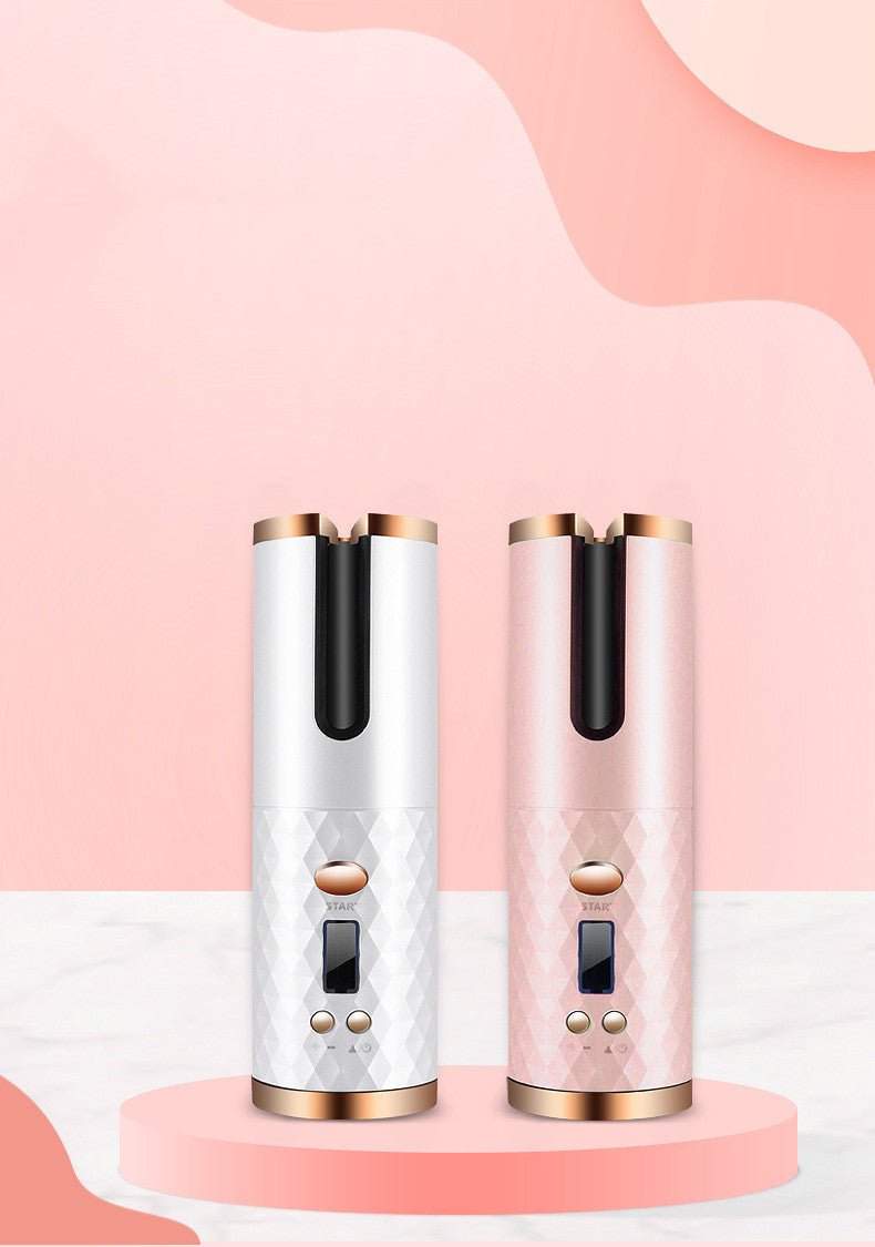 Rechargeable Automatic Hair Curler Women Portable Hair Curling Iron LCD Display Ceramic Curly Rotating Curling Wave Styer - Beautybuzz