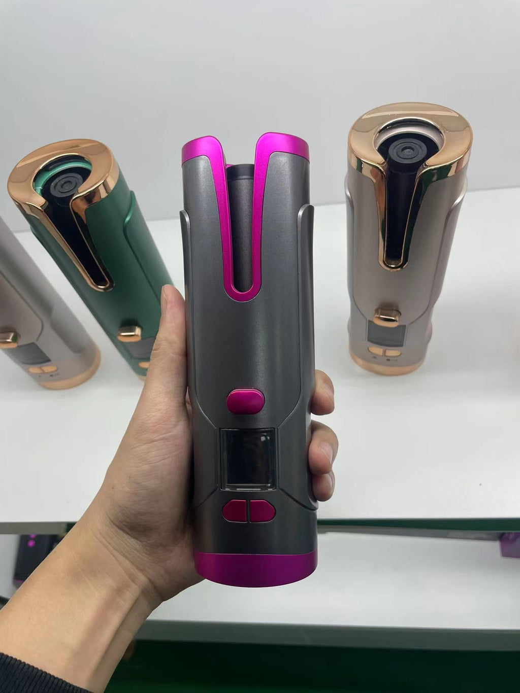 Rechargeable Automatic Hair Curler Women Portable Hair Curling Iron LCD Display Ceramic Curly Rotating Curling Wave Styer - Beautybuzz
