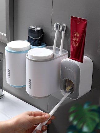 Wall Mounted Automatic Toothpaste Holder Bathroom Accessories Set Dispenser - Beautybuzz'
