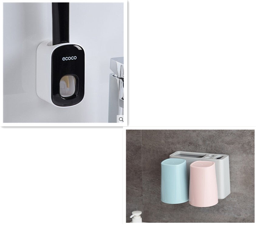 Wall Mounted Automatic Toothpaste Holder Bathroom Accessories Set Dispenser - Beautybuzz'